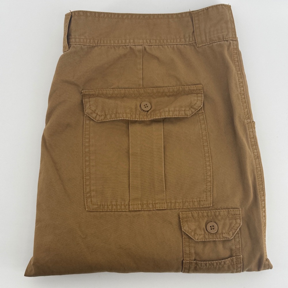 Cabelas Mens Brown Canvas Cotton Cargo Work Pants 42x32 M25PT035 Outdoor Utility
